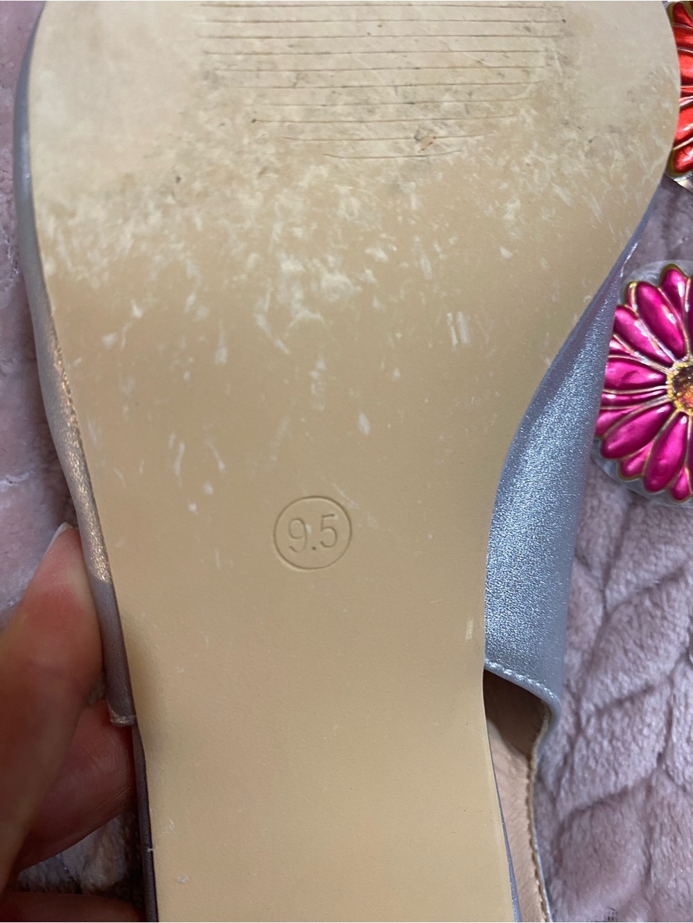 Silver Sling back Pointed-Toe Low Heel Size 9.5 Frank Mully - Picture 8 of 8